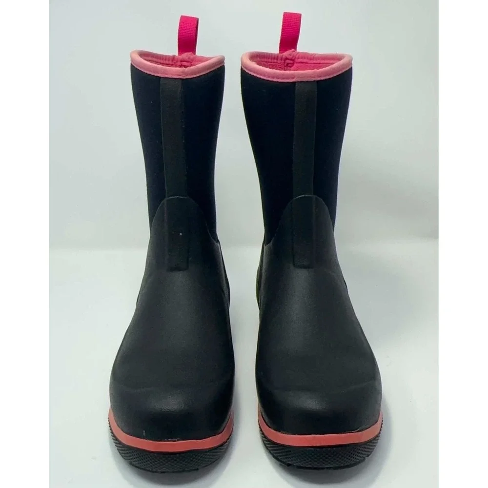 Muck‎ Boot Company Waterproof Neoprene Rain Boots Kids Size 3 Black Pink Outdoor